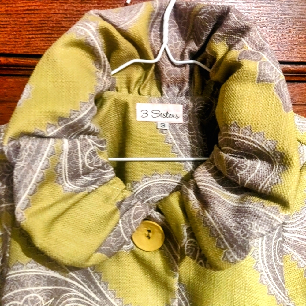 3 Sisters Chartreuse & Grey Blazer